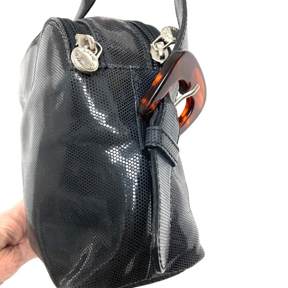 bag dark grey Laeda 4 Bloomingdales shoulder cross body leather faux lizard 9x5 - Picture 3 of 12